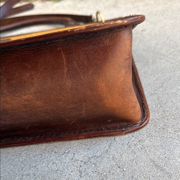 Vintage Brown Leather + Rattan Briefcase - Picture 5 of 12